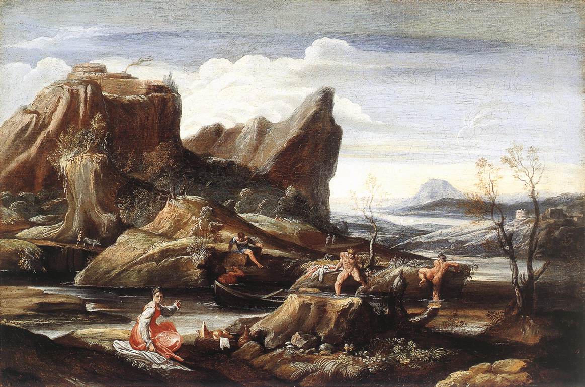 CARRACCI, Antonio Landscape with Bathers dfg